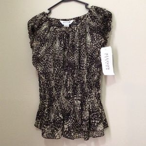 Allison Taylor animal print chiffon blouse/ top.